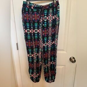 BCBG MAXAZRIA Women's Casual Pants lightweight soft feel Multicolor XS Bohemian